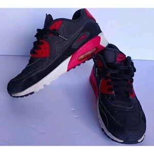 Nike Air Max 90  Black Pink Big Kids Size 7Y 833376-010 Athletic Sneakers Shoes